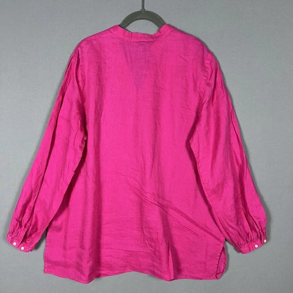 Ralph Lauren LRL 100% LINEN Tunic EMBROIDERED Women's Size 1X Long Sleeve Shirt - Picture 3 of 12